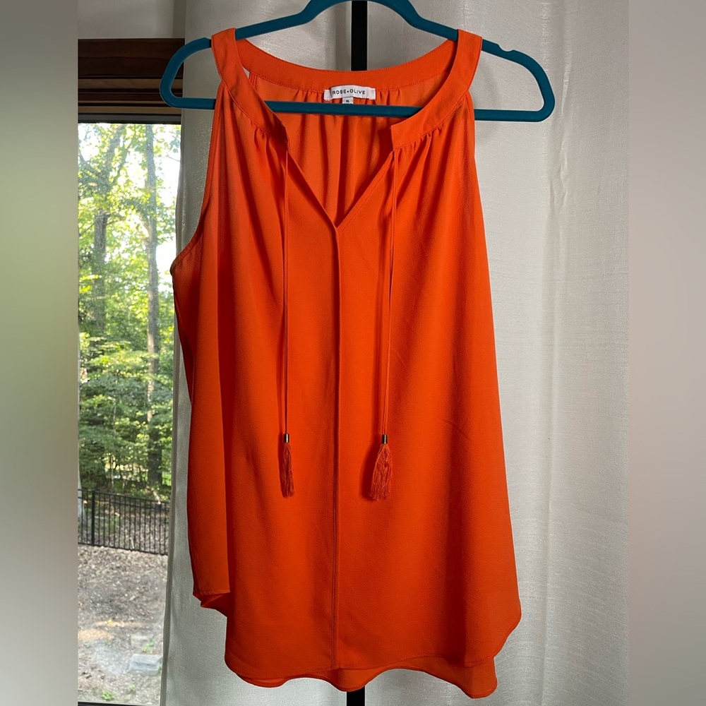 Rose & Olive Bright Orange Top